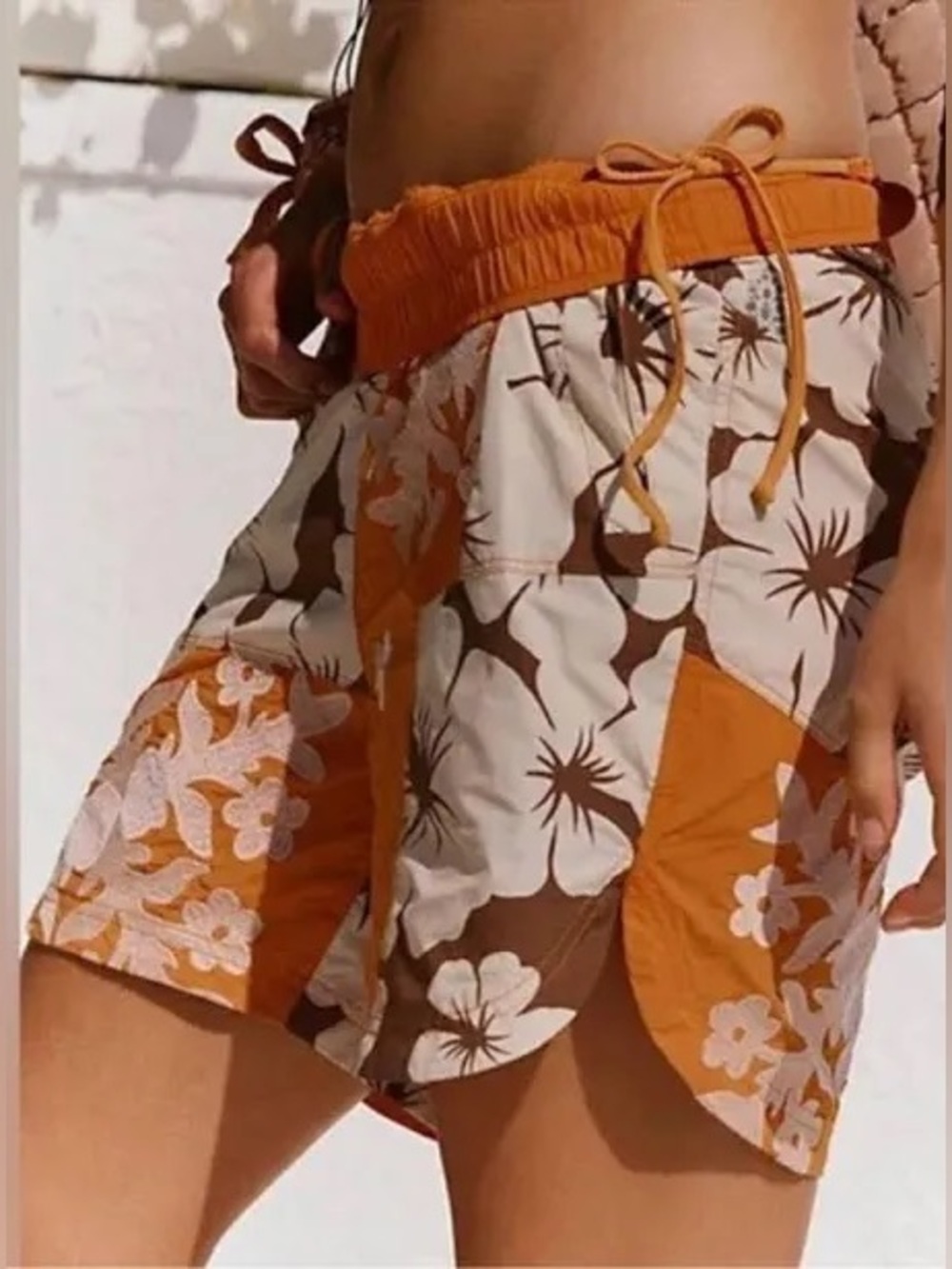 Free People Prime Time Floral Patchwork embroidered  Drawstring Shorts
